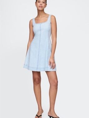 GAP Light Blue Square-Neck A-Line Mini Dress